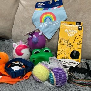 Lot of 9 puppy/dog/pet toys/supplies